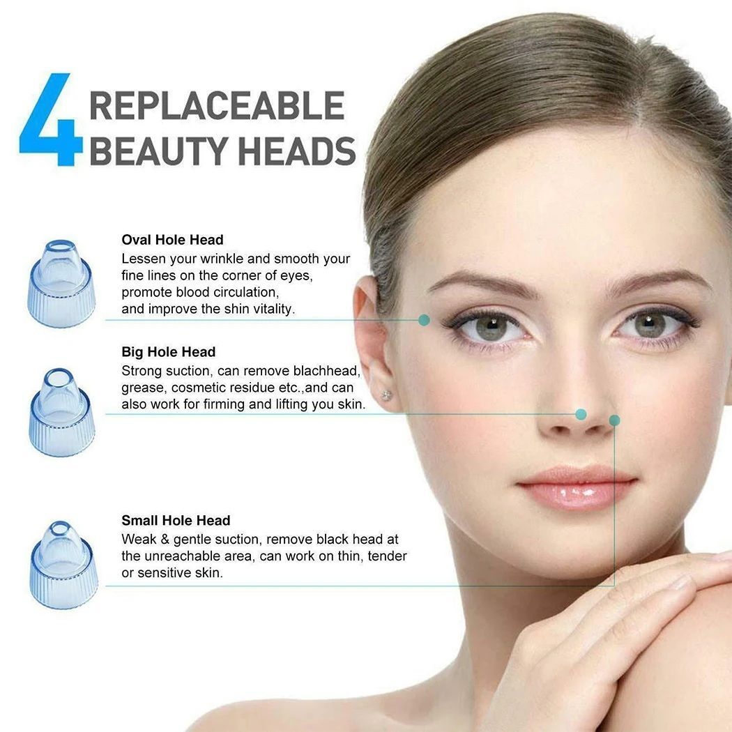 Cell Operated Blackhead Removal Machine Derma Suction 4 In 1 Black Head Remover Machine